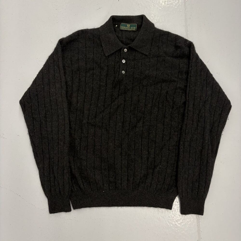 Vintage 90s Embassy Row Black Cashmere Collared Sweater